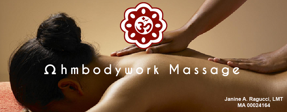 Ohmbodywork Massage logo with person receiving meassage